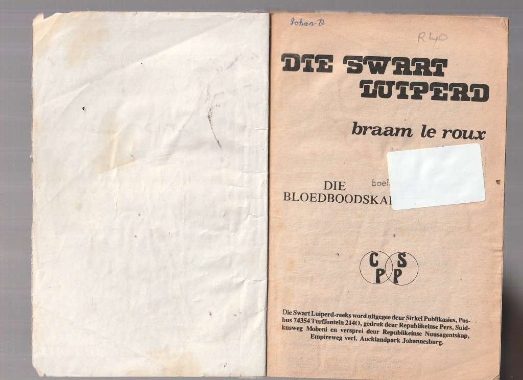 Die Bloedboodskap - Braam Le Roux (k) - Swart Luiperd nr 10