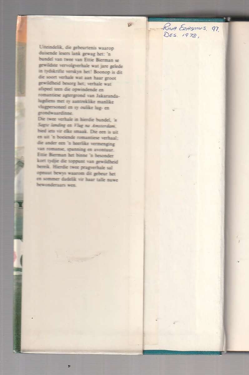 n Sagte Landing & Vlug na Amsterdam - Ettie Bierman (b) Romans met Jakaranda Lugdiens agtergrond