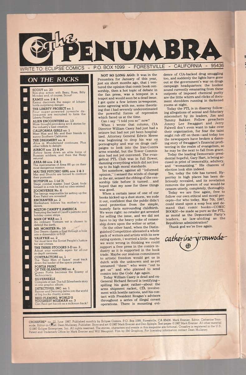 Crossfire no 22 1987 Comic