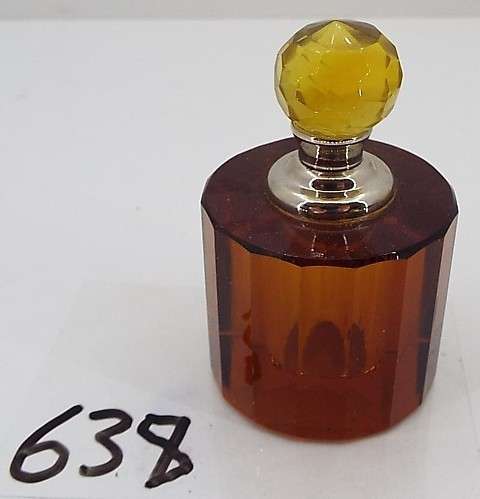Vintage Glass Perfume Bottle - Amber