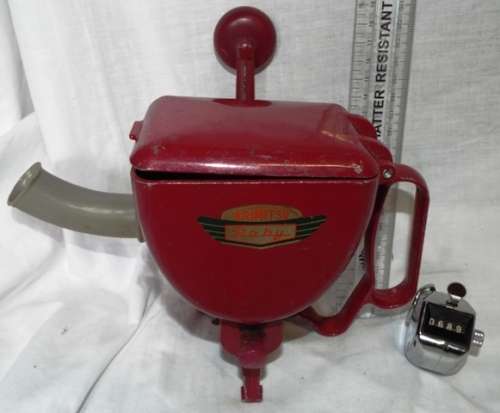 VINTAGE: Metal Hand  ARIMITSU BABY seed dispenser - made in Japan