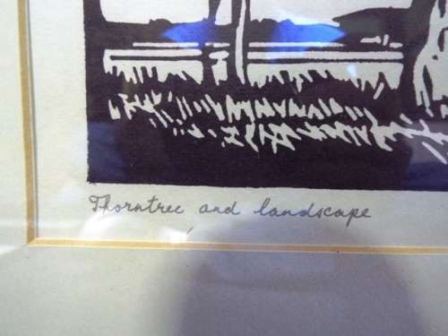 J H PIERNEEF - photo linocut - Thorntree and landscape