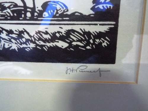 J H PIERNEEF - photo linocut - Thorntree and landscape