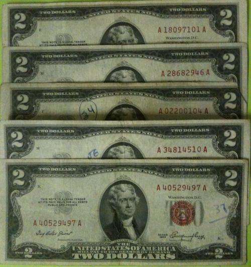 2 Dollar Jefferson notes!!!! Different Reserves!!!!!!!