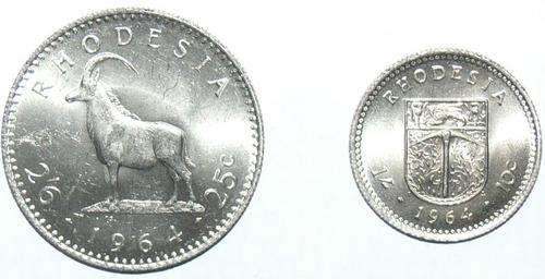 RHODESIA UNC 25c and 10c @ R0.50