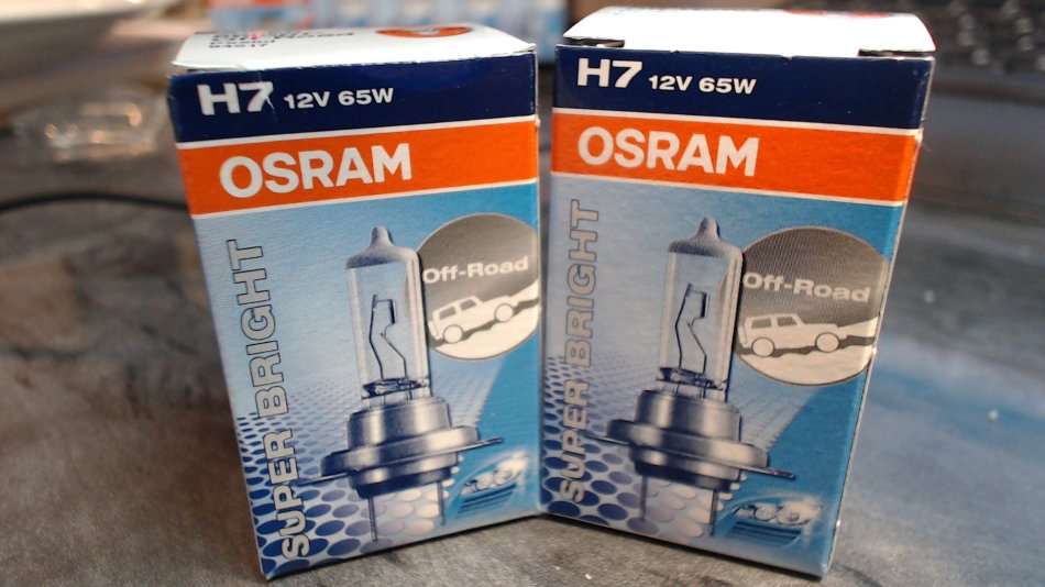 Set of 2 true high-power Osram *65W* H7 automotive halogen globes