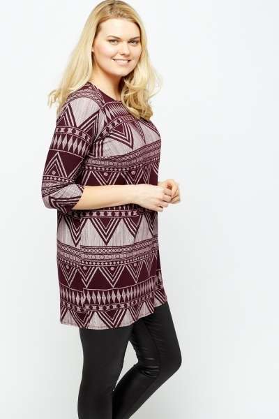Plus Size Aztec Plum Tunic