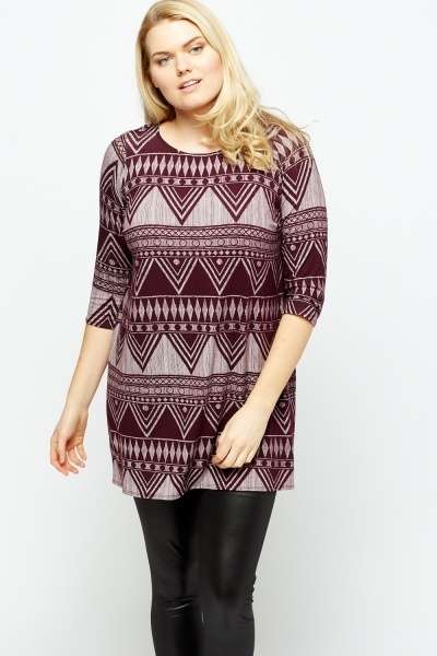 Plus Size Aztec Plum Tunic