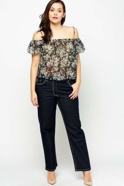 PLUS SIZE Straight Leg Denim Jeans