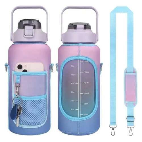 Water Bottle with Shrink Sleeves and Straw Cleaner