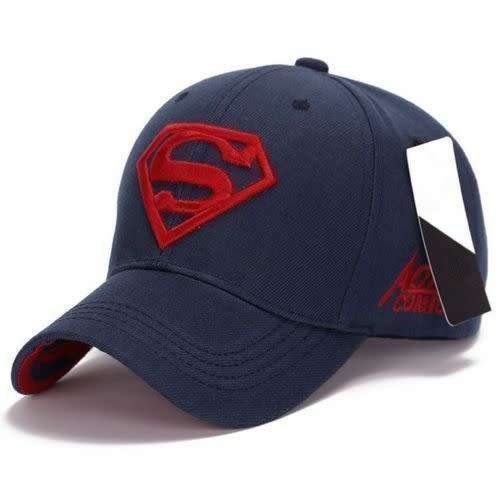 Men's Superman Adjustable Cap Flex Fit Color: Color: Dark blue & Red