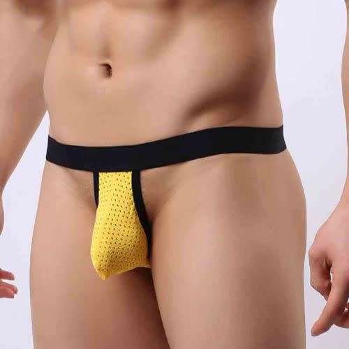 !!REDUCED!! Mens Sexy Mesh Thong - Yellow (In Stock)