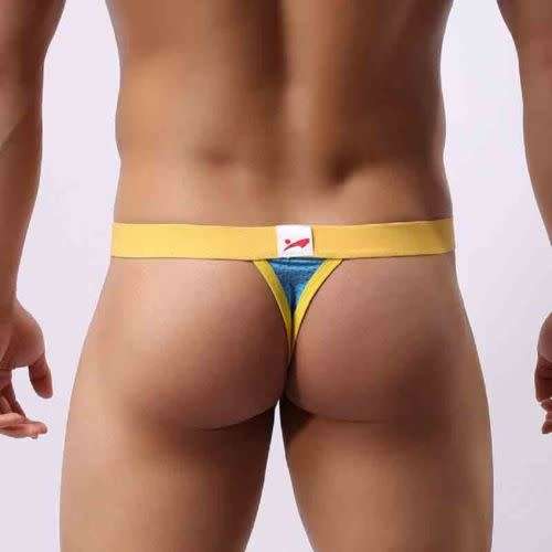 !!REDUCED!! Mens Sexy Mesh Thong - Yellow (In Stock)