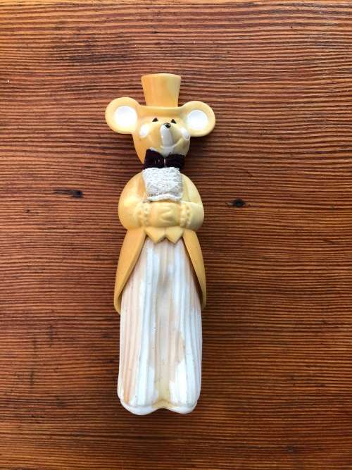 ANTIQUE UNUSUAL GENTLEMAN MOUSE PERFUME BOTTLE