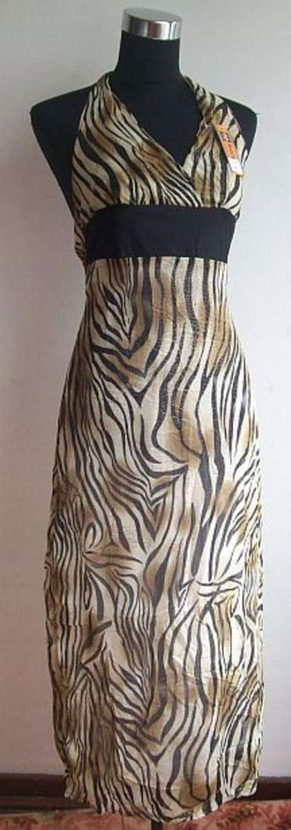 Chiffon "Zebra" Halter Neck Dress . Size 34