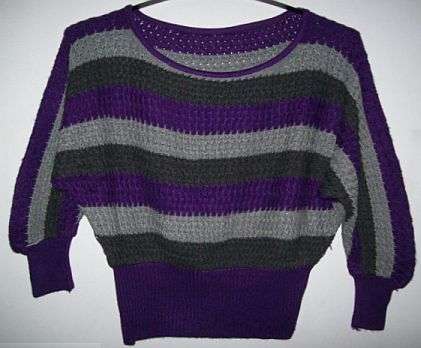 Striped Purple, Black and Grey Sweater    - size: 38