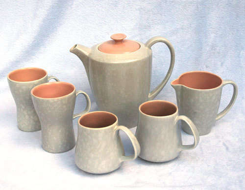 6 PIECE PART POOLE COFFEE SET - Peach Bloom & Seagull (1950's-1968)