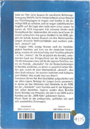 Die `DDR-Kinders` von Namibia Heimkehrer in ein Fremdes land -- Constance Kenna, Klaus Hess Verlag