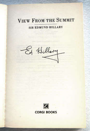 VIEW FROM THE SUMMIT Sir Edmund Hillary (SIGNED)