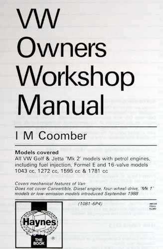 VW (petrol) Golf and Jetta -- Haynes Owners Workshop Manual