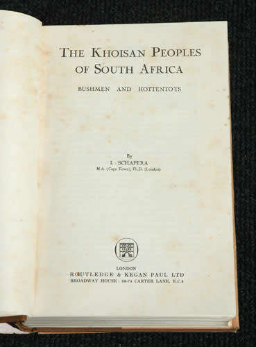 THE KHOISAN PEOPLES OF SOUTH AFRICA -- I. Schapera