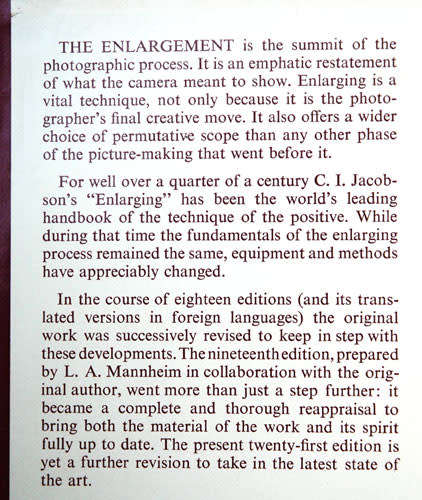 ENLARGING a Focal Manual of Photo Technique-  Jacobson & Mannheim