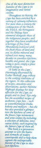 A TABLE AT THE CAPE -- Helmine Myburgh