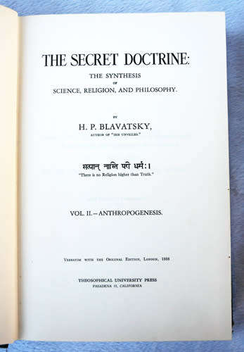 THE SECRET DOCTRINE 2 Vol Cosmogenesis & Anthropogenesis  -- H.P. Blavatsky