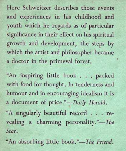 MEMOIRS OF CHILDHOOD AND YOUTH -- Albert Schweitzer