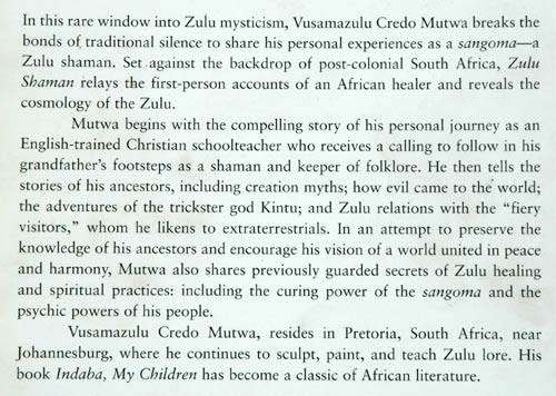 ZULU SHAMAN-- Dreams, prophecies and mysteries -- Credo Mutwa