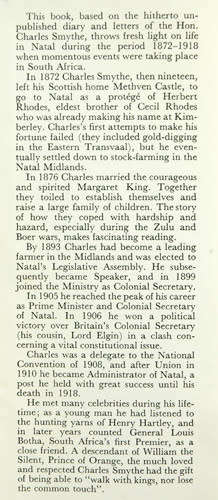 Charles Smythe : Pioneer, Premier and Administrator of Natal -- Daphne Child