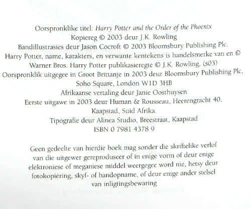 HARRY POTTER EN DIE ORDE VAN DIE FENIKS  -- J. K. Rowling