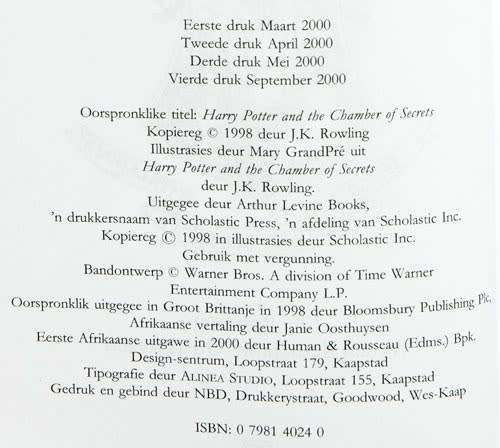 HARRY POTTER EN DIE KAMER VAN GEHEIMENISSE  -- J. K. Rowling
