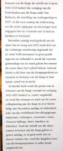 Armosyn van die Kaap : Die wereld van `n Slavin -- Karel Schoeman