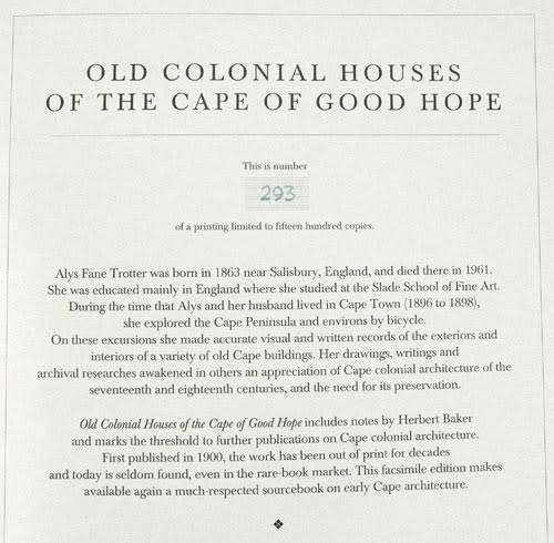 Old Colonial Houses of the Cape of Good Hope -- Alys Fane Trotter