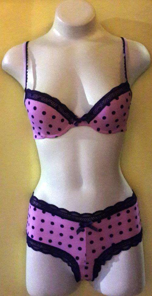 Bra set - Pink with purple polka dot