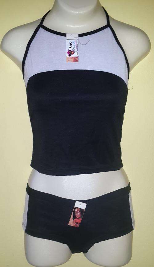 Camisole and shorty set - Black and white
