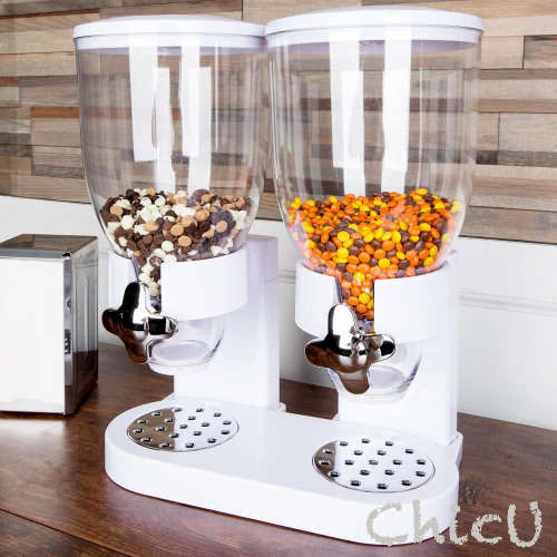 Double Cereal Dispenser Dry Food Storage Container