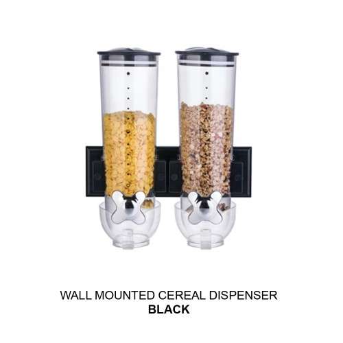 Double Cereal Dispenser Dry Food Storage Container - Wall Mounted