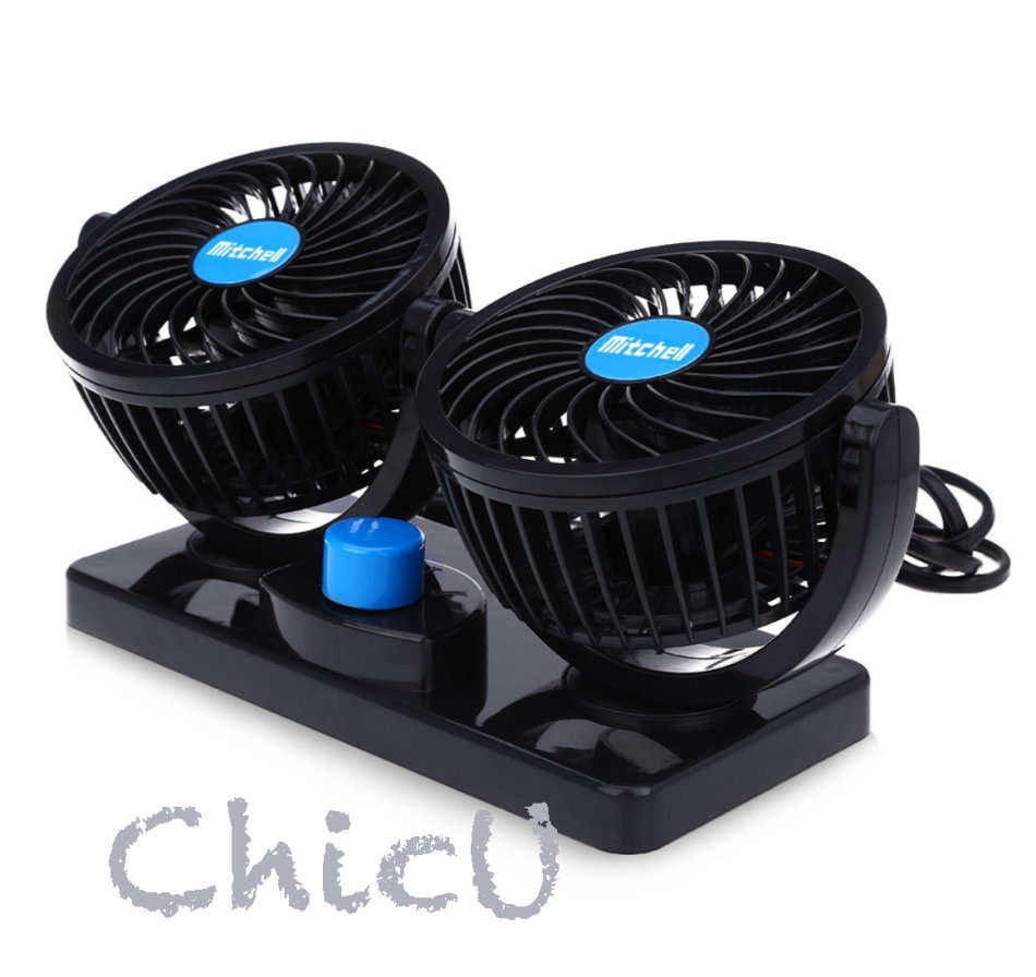 12V 4 inch 360 Degree Rotatable Double Car Cooling Fan / Powerful Quiet Ventilation Electric Fans