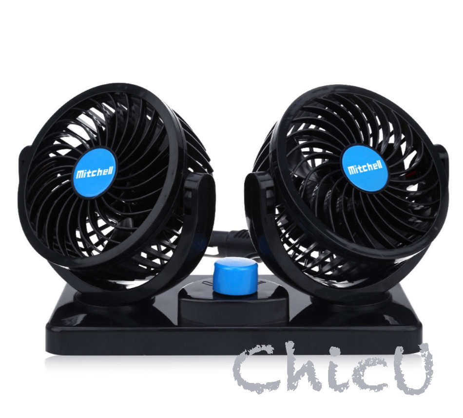 12V 4 inch 360 Degree Rotatable Double Car Cooling Fan / Powerful Quiet Ventilation Electric Fans