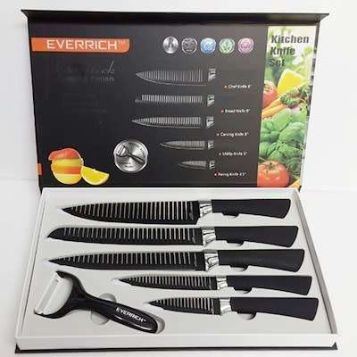 6pc NON-Stick Black Kitchen Knife Set