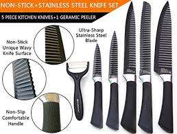6pc NON-Stick Black Kitchen Knife Set