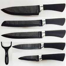 6pc NON-Stick Black Kitchen Knife Set
