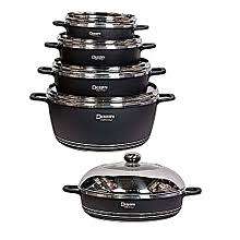 Elegant 10 Dessini Piece Die Cast Aluminium Non Stick Cookware Set