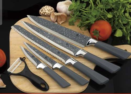 6pc NON-Stick Marble Coated Kitchen Knife Set