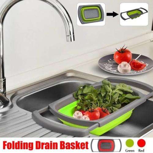 Folding Drain Basket/Sink Strainer/Collapsible Colander/Kitchen Fruit & Vegetable Washing Basket