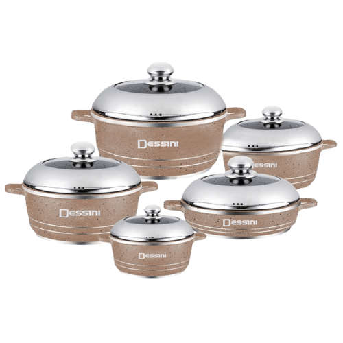 Elegant 10 Dessini Piece Die Cast Aluminium Non Stick Cookware Set