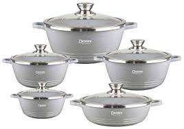 Elegant 10 Dessini Piece Die Cast Aluminium Non Stick Cookware Set