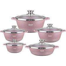 Elegant 10 Dessini Piece Die Cast Aluminium Non Stick Cookware Set